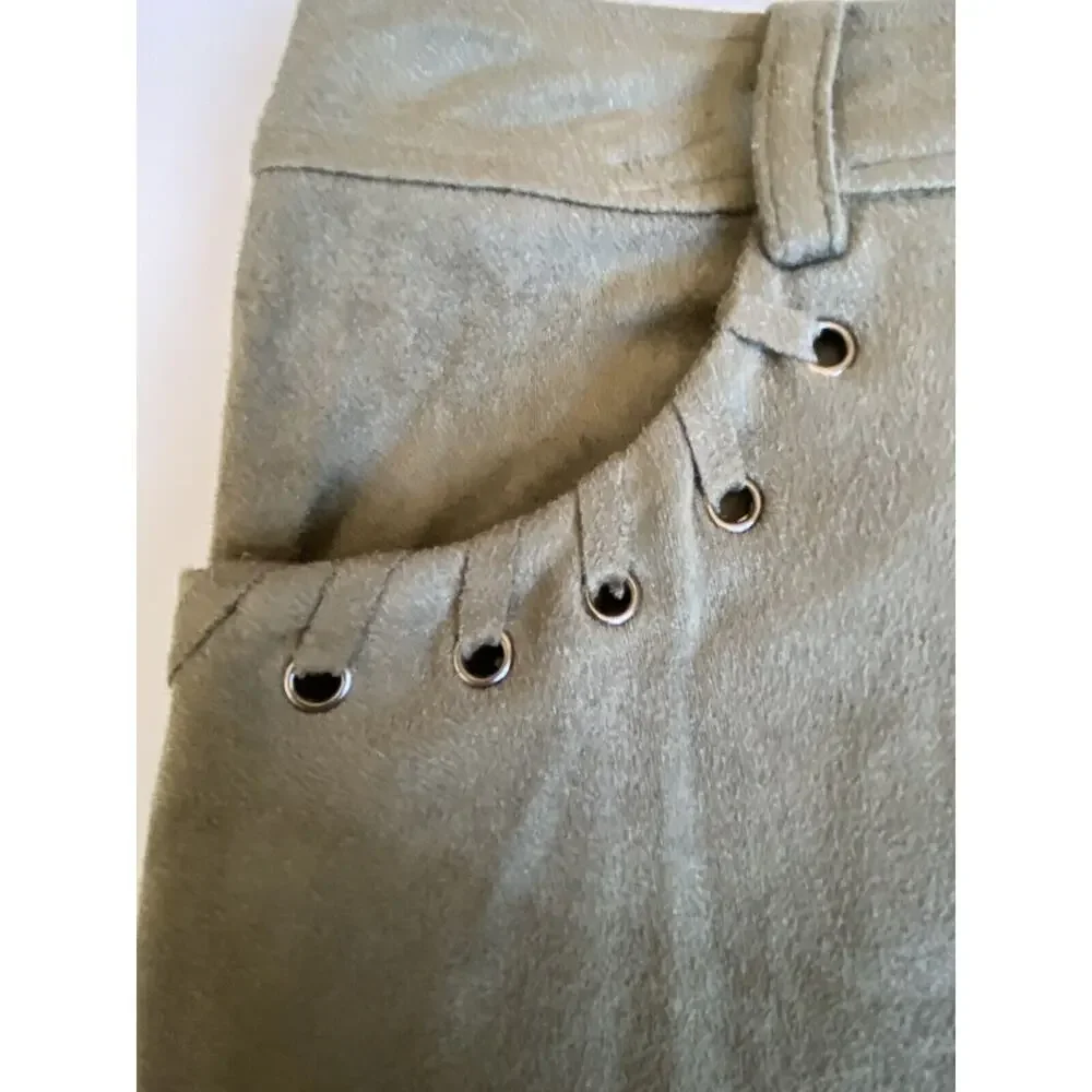 Dee Dee Mossy Light Green Faux Suede Mini Skirt Women's Size Medium